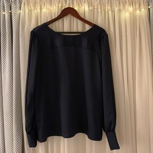 NWOT Ann Taylor LOFT Navy Blue V-Back Blouse
